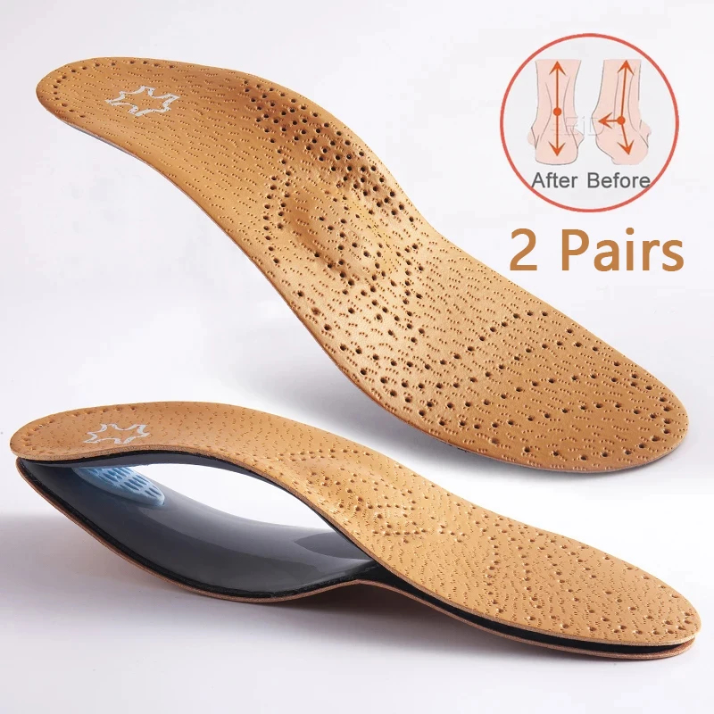 Sneaker Leather Care - 2Pairs Unisex Lederen Orthopedische Binnenzool Orthopedische