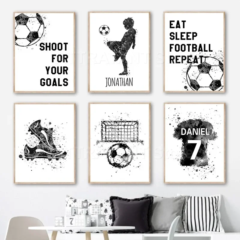 Waterproof Spray Shoe - Aquarel voetbalshirt aangepaste naam kindervoetbalschoenen posters