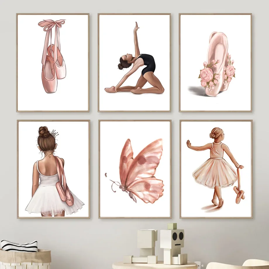 Waterproof Spray Shoe - Cartoon balletdansschoenen sport meisjes muurkunst canvas
